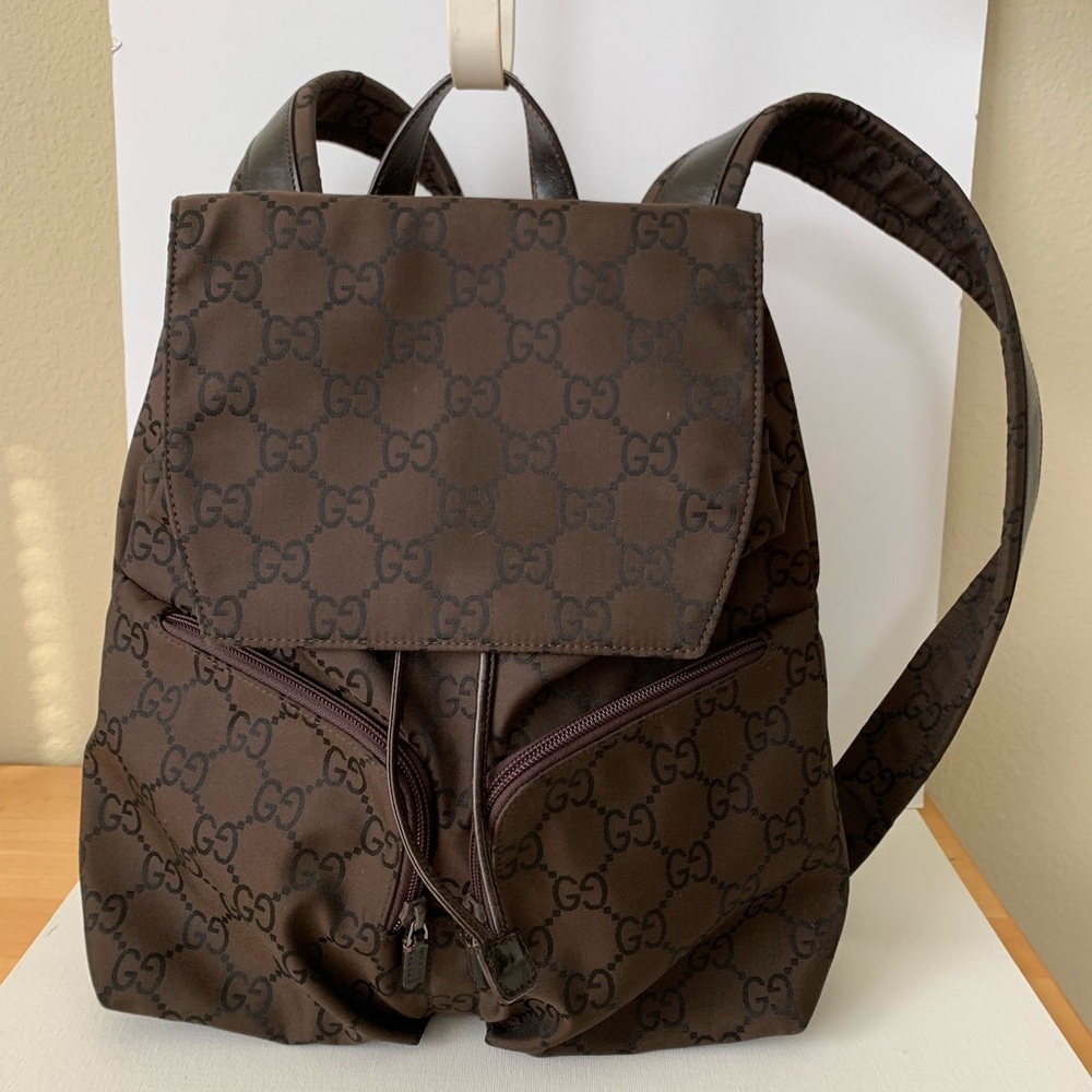 Gucci Backpack: Brown Nylon, GG Pattern